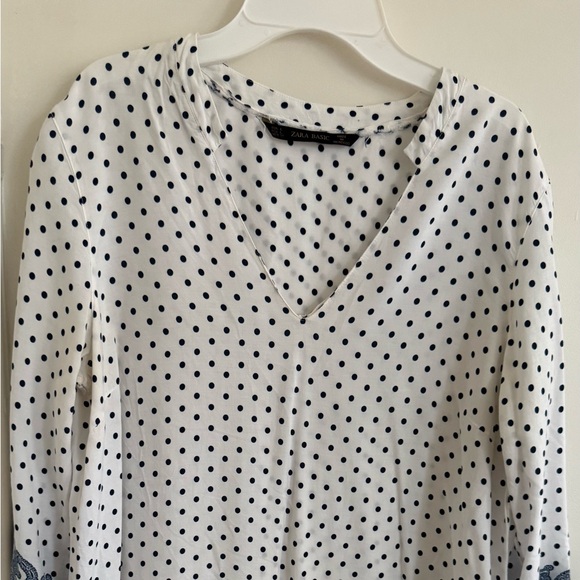 Zara Tops - Zara Basic Navy Polka Dot Top